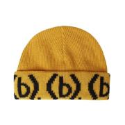 Bstroy Stickad Beanie Mössa med Logo Jacquard Yellow, Unisex