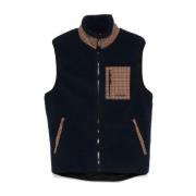 MC2 Saint Barth Shearling Ärmlös Dragkedja Jacka Houndstooth Print Blu...