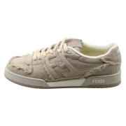 Fendi Canvas Jacquard Sneakers med Fransade Kanter Beige, Herr