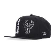 New Era Milwaukee Bucks NBA Draft Flat Brim Cap Black, Herr