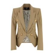 Balmain Bomull Cappuccino Blazer Beige, Dam