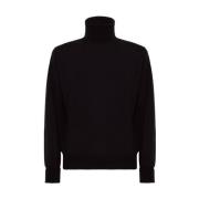 Alpha Studio Merino Turtleneck Jumpers med läderfickor Black, Herr