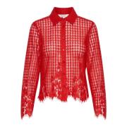 Part Two Elegant Blus med Skjortkrage Red, Dam