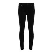 7 For All Mankind Velvet Skinny High Waist Byxor Black, Dam