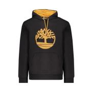 Timberland Svart Bomullshuvtröja Sweatshirt med Logotyptryck Black, He...