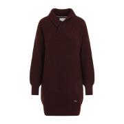 Victoria Beckham Port Shawl Neck Jumper Klänning Red, Dam