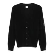 C.p. Company Svart Merino Cardigan med knappstängning Black, Herr