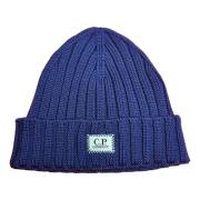 C.p. Company Merino Logo Beanie, Svart Blue, Herr