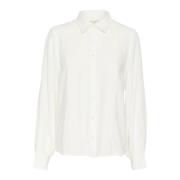 Kaffe Feminin Skjortblus med Spetsdetaljer White, Dam