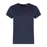 Polo Ralph Lauren Broderad Logotyp Bomull T-Shirt Blue, Dam