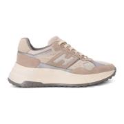 Hogan Beige Sneakers med Mocka och Mesh Beige, Dam