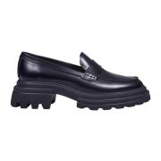 Hogan Svart Läder Loafer Skor Black, Dam