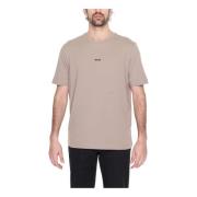 Boss Brun Tryckt Rund Hals T-shirt Män Brown, Herr