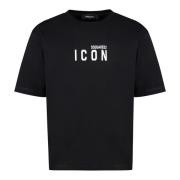 Dsquared2 Bomull Crew-Neck T-shirt Löst Passform Black, Herr