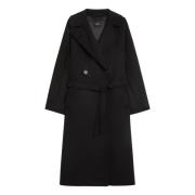 Max Mara Svart dubbelknäppt ullrock Black, Dam