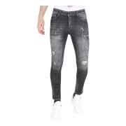 Local Fanatic Slim Fit Street Fashion Bomullsjeans med tårar Herr -Mm1...