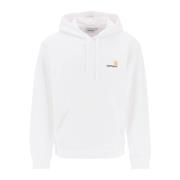 Carhartt Wip Broderad Logga Hoodie White, Herr