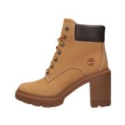 Timberland Chunky Heel Camel Ankelboots Brown, Dam