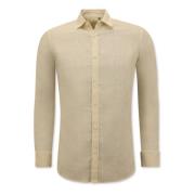 Enos Linne skjorta för herr - Regular Fit - Casual Blanco Beige, Herr