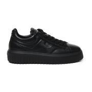 Hogan Svarta lädersneakers med Side H Black, Herr