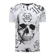 Enos Skull - T-shirt med Rhinestone - 7979 White, Herr