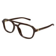 Gucci Stiliga Pilot Optiska Glasögon i Havana Tortoise Black, Unisex