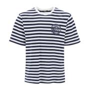 Versace Nautisk Randig T-shirt med Medusa-logotyp White, Herr