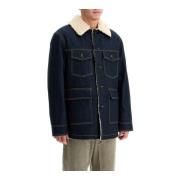 Golden Goose Denim Caban Coat med Shearling Padding Blue, Herr