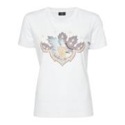 Etro Vit Logotyp Tryck T-shirt White, Dam