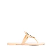 Tory Burch Beige Slip-On Sandaler med Logotyp Beige, Dam