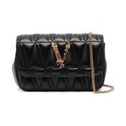 Versace Svart Läder Virtus Mini Väska Black, Dam