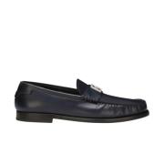 Dolce & Gabbana Marinblå Läder Logo Plaque Loafers Blue, Herr