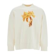 Palm Angels Brinnande Palm Oversized Sweatshirt White, Herr