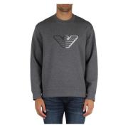 Emporio Armani Bomullsblandad sweatshirt med frontlogo broderi Gray, H...