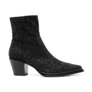 Jimmy Choo Svart Glitter Western Stil Stövlar Black, Dam