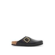 Birkenstock Stadig Läder Träsko med Fet Spänne Black, Herr