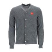 Comme des Garçons Play Hjärta Ull Cardigan Gray, Herr