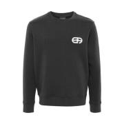 Emporio Armani Logotyp Broderad Sweatshirt med Rund Hals Gray, Herr