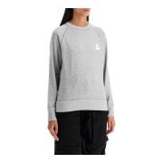 Isabel Marant Étoile Borstad bomullsweatshirt med flocked logo Gray, D...