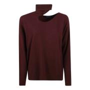 Federica Tosi Vinröd Turtleneck Stickatplagg Aw24 Brown, Dam