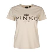 Pinko Casual Bomull T-shirt för Män Beige, Dam