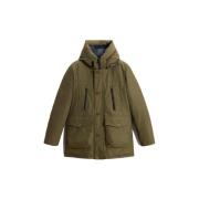 Woolrich Grön Parka med Logotyp Huva Green, Herr