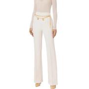 Elisabetta Franchi Vida stretch crepe byxor med bälte Beige, Dam