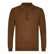 Low Brand Brun Merinoull Polo Tröja Brown, Herr