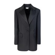 P.a.r.o.s.h. Svart Oversize Blazer med Fickor Black, Dam