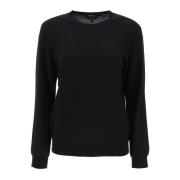 A.p.c. Ull Crewneck Pullover med Broderad Logotyp Black, Dam