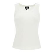 A.p.c. Agathe Tank Top med Flocked Logo White, Dam