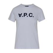 A.p.c. Ribbad Rund Hals T-shirt White, Dam