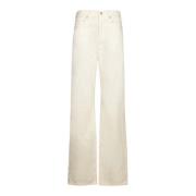 7 For All Mankind Vita Byxor för Kvinnor Aw24 White, Dam