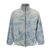 Diesel Sliten Denim Jacquard Jacka Blue, Herr